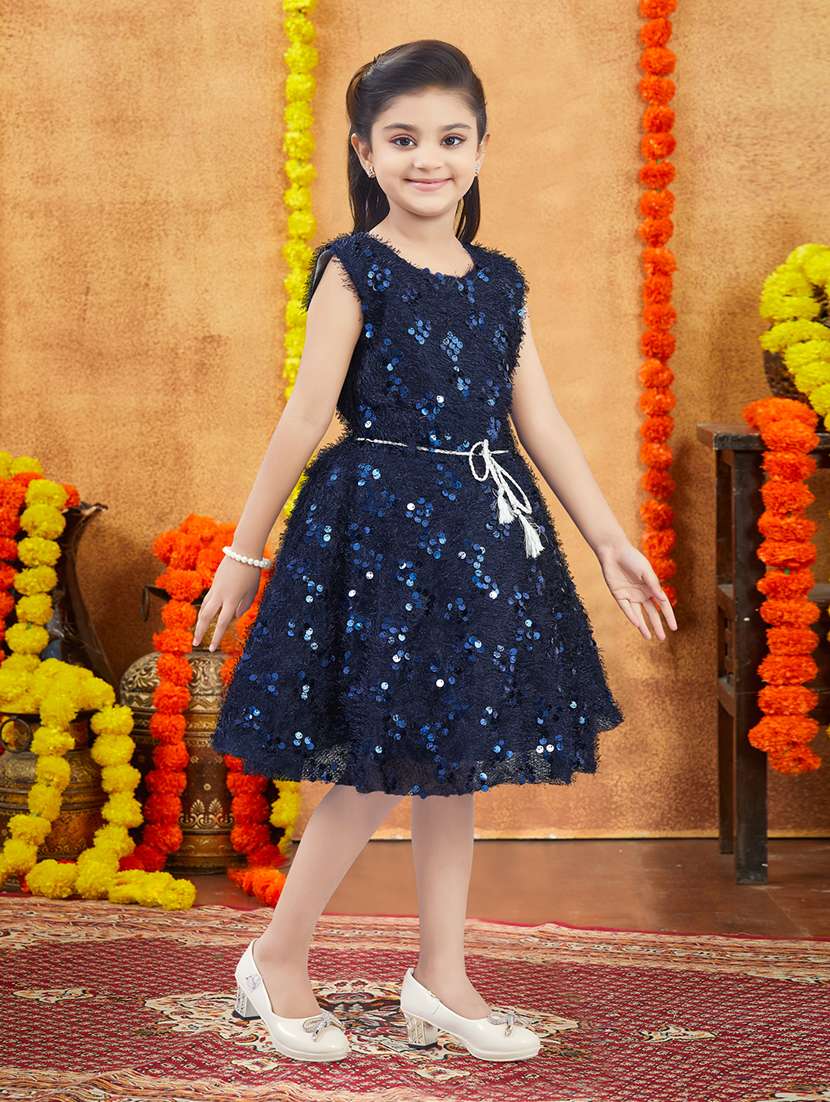 girls embellished round neck frock - 21728132 -  Standard Image - 2