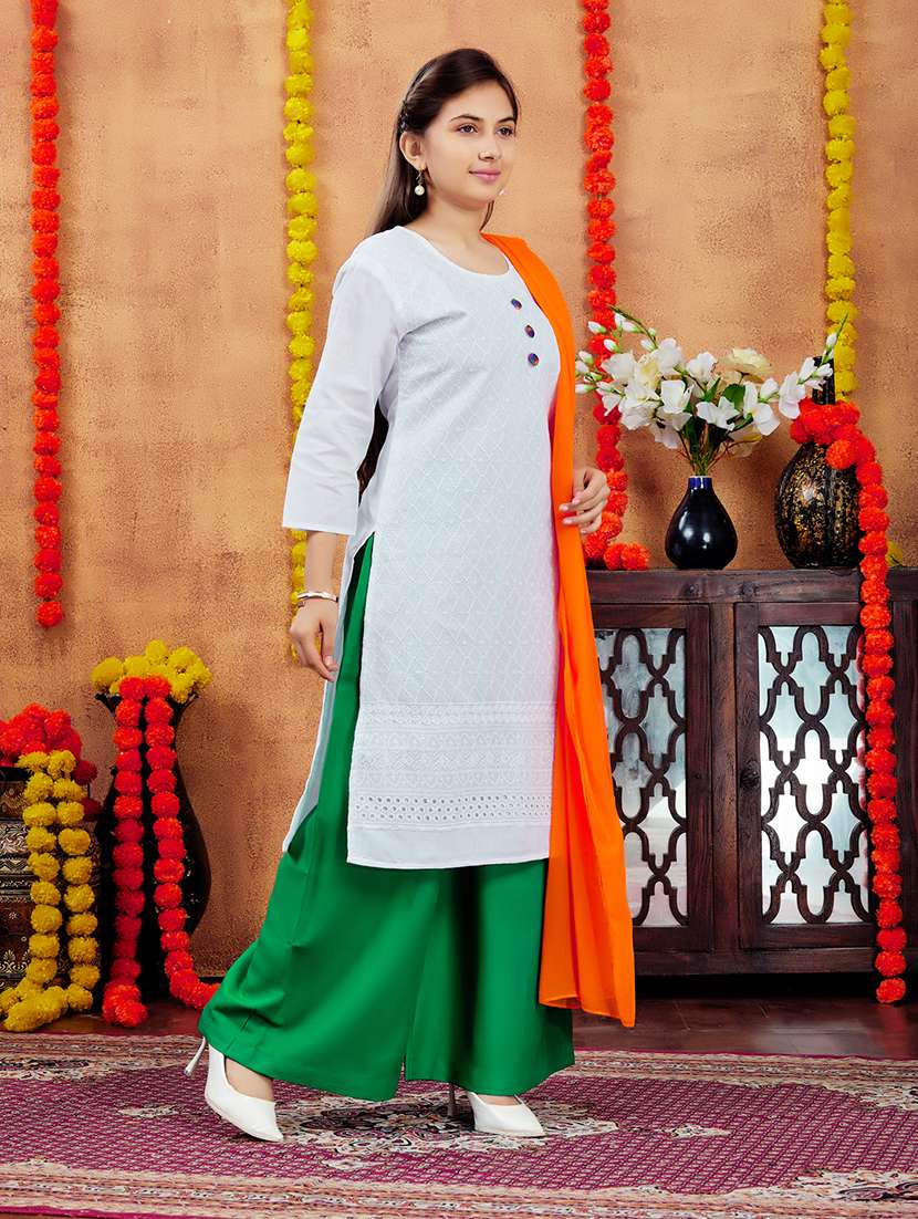 girls embroidered kurta palazzo set with dupatta - 21728133 - Standard Image - 2