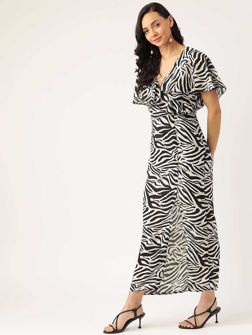 women animal print high slit a-line dress - 21728174 - Standard Image - 2