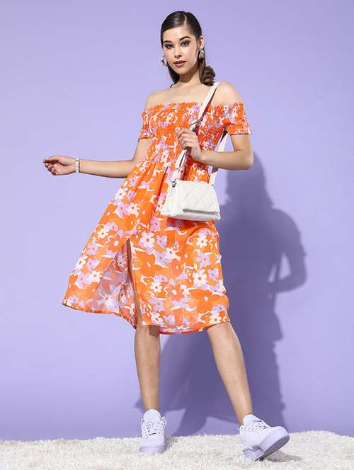 women floral print off shoulder a-line dress - 21728196 -  Standard Image - 0