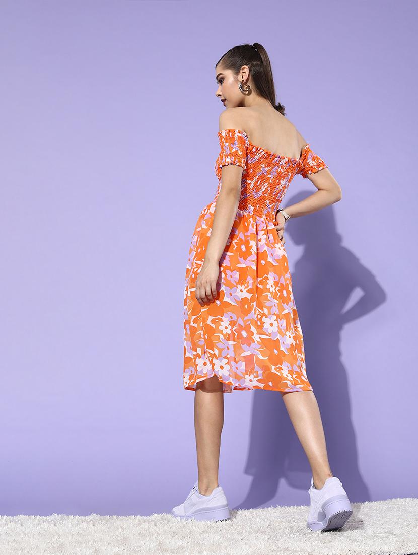 women floral print off shoulder a-line dress - 21728196 - Standard Image - 2