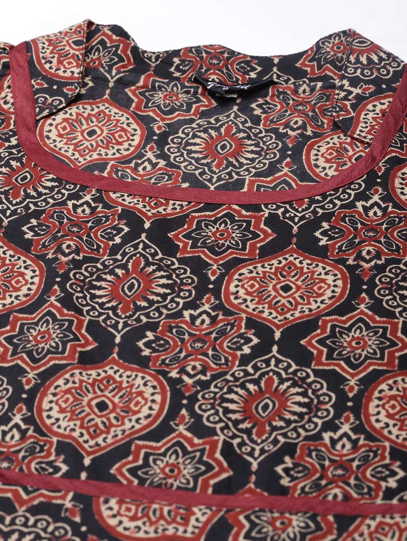 women printed round neck flared kurta - 21728259 -  Standard Image - 7