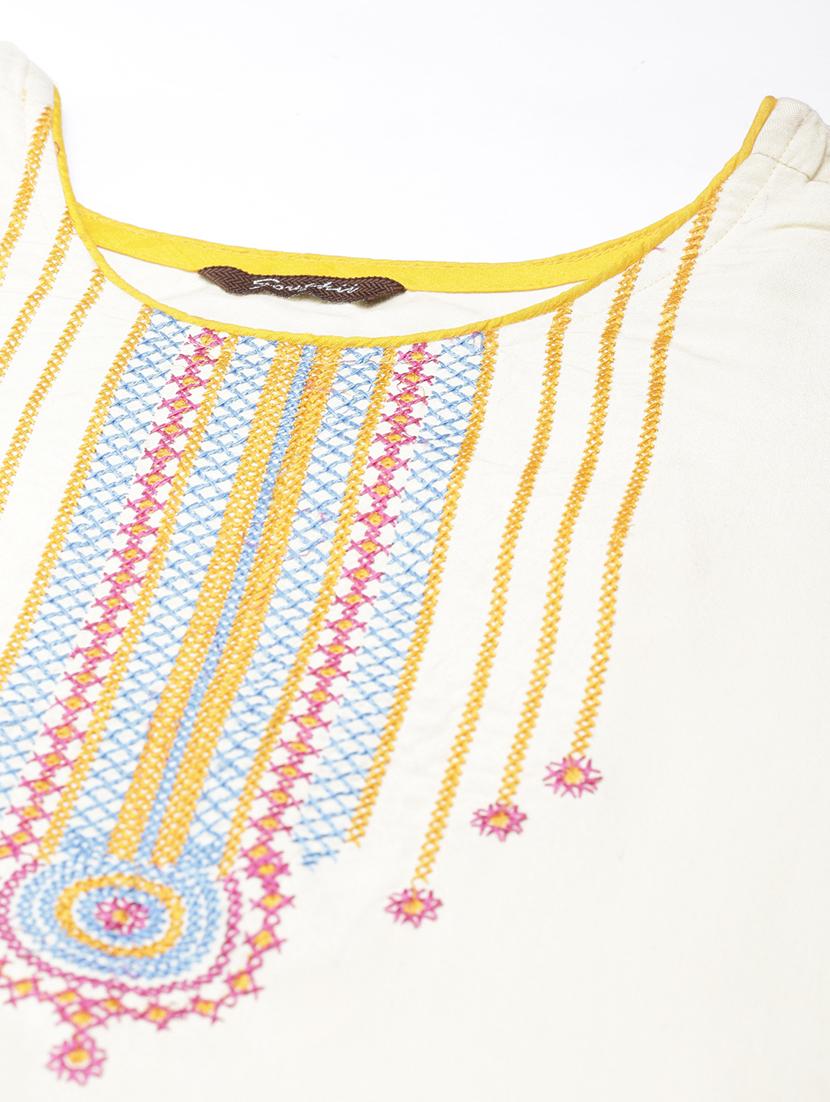 women embroidered three quarter sleeve straight kurta - 21728267 - Standard Image - 7
