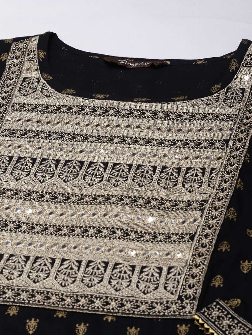 women foil print three quarter sleeve straight kurta - 21728271 - Standard Image - 7