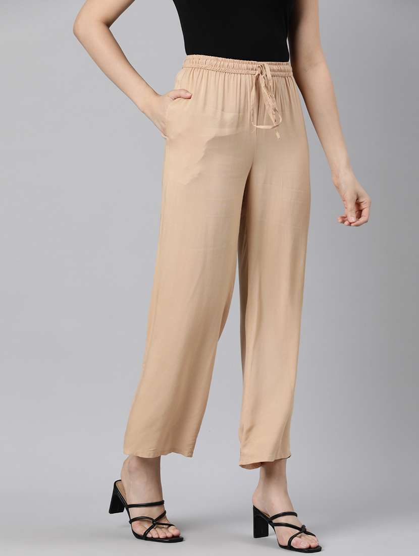 women solid high rise straight palazzo - 21728288 -  Standard Image - 2