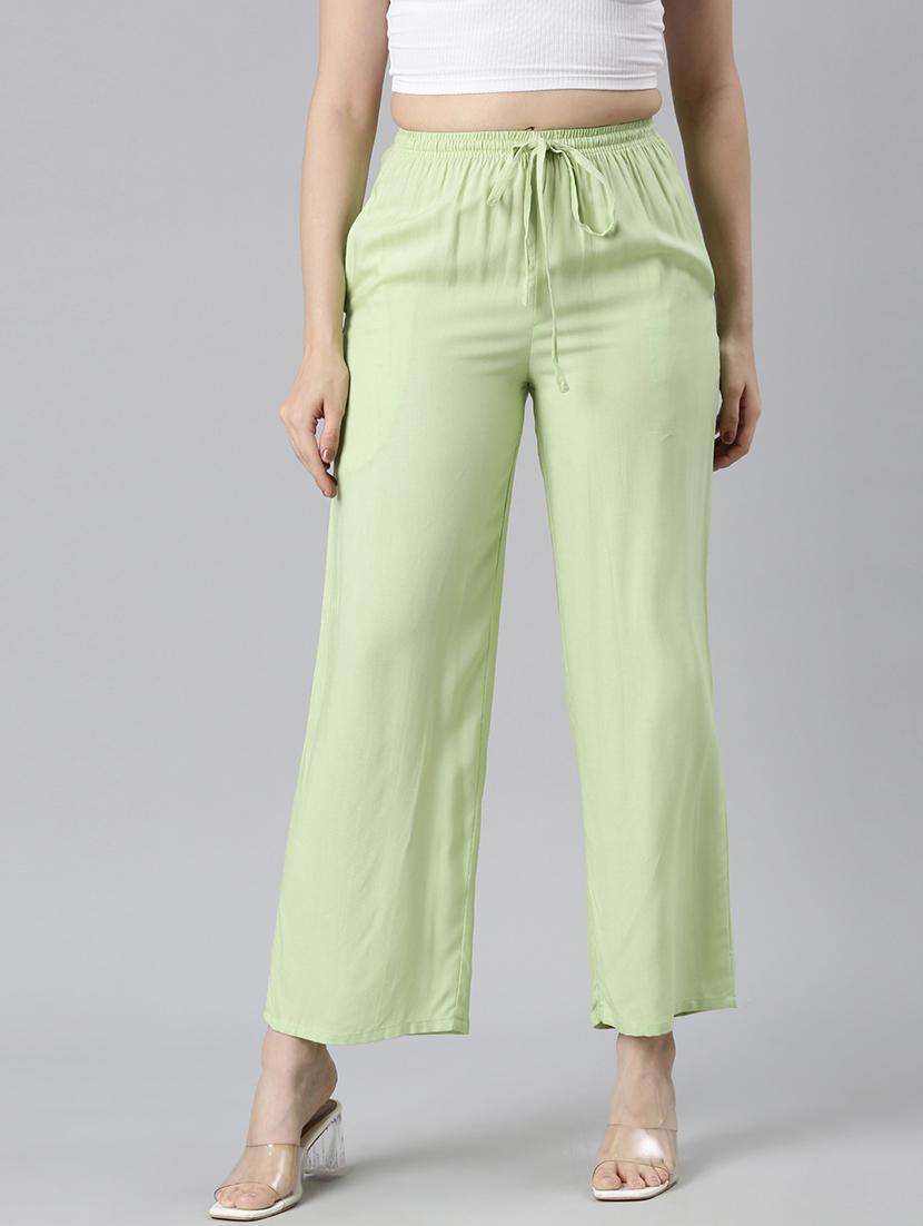 women solid mid rise straight palazzo - 21728290 -  Zoom Image - 0
