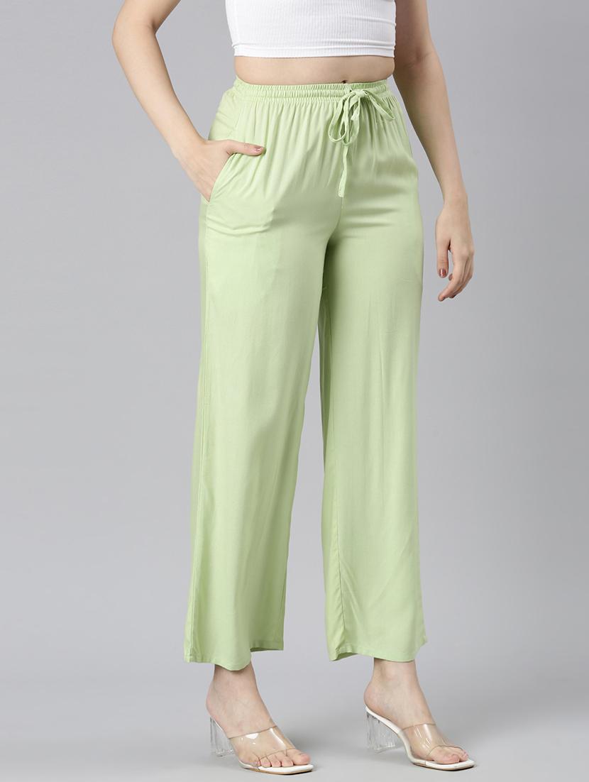 women solid mid rise straight palazzo - 21728290 - Standard Image - 2