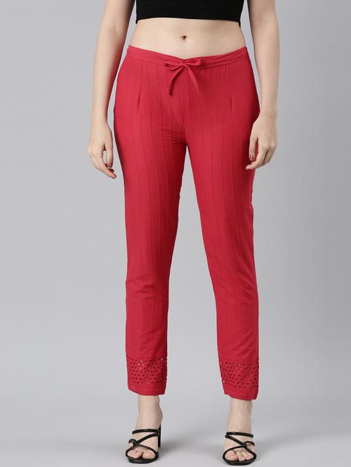 women mid rise embroidered tapered pant - 21728291 -  Standard Image - 0