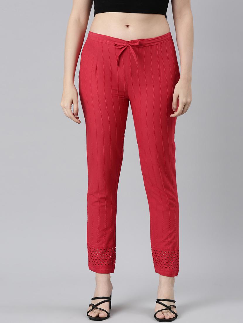 women mid rise embroidered tapered pant - 21728291 -  Zoom Image - 0