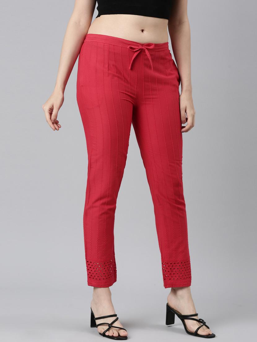 women mid rise embroidered tapered pant - 21728291 - Standard Image - 2