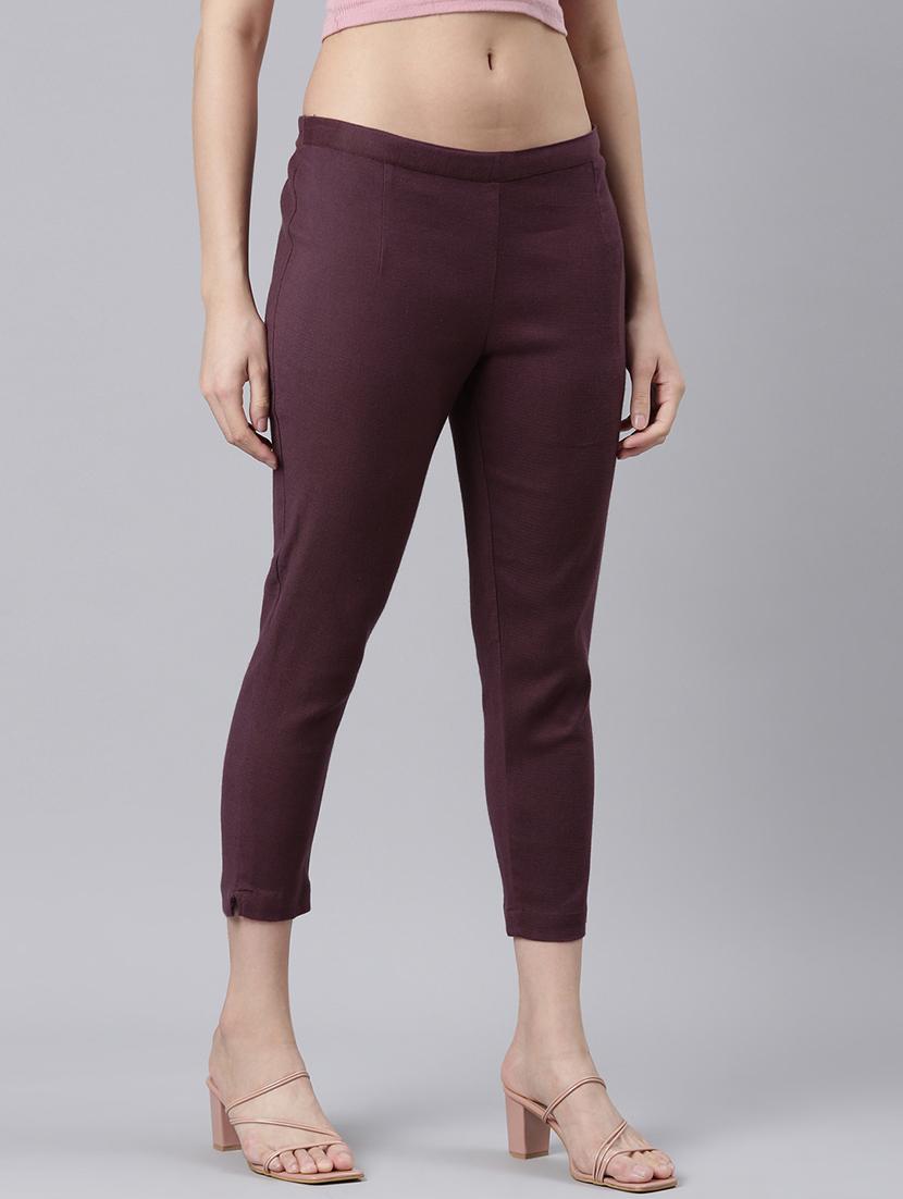 women mid rise solid cigarette pant - 21728298 - Standard Image - 2