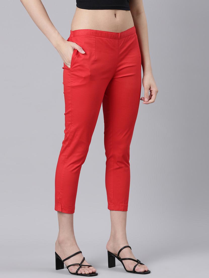 women mid rise solid cigarette pant - 21728299 - Standard Image - 2