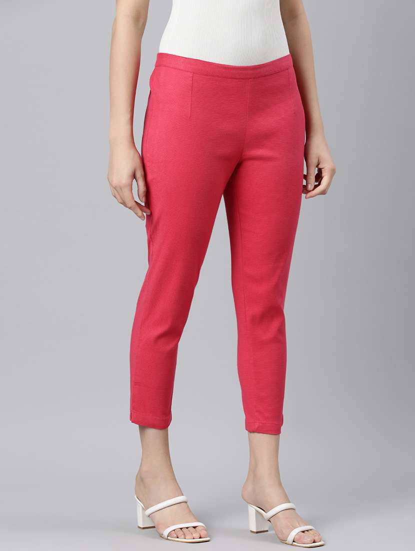 women mid rise solid cigarette pant - 21728302 -  Standard Image - 2