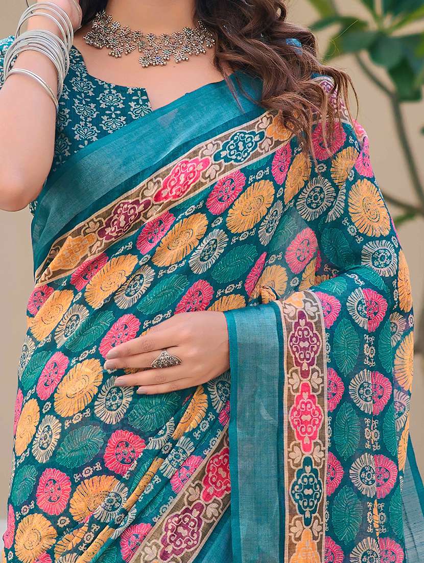 women printed casual wear saree with blouse - 21728360 -  Standard Image - 2