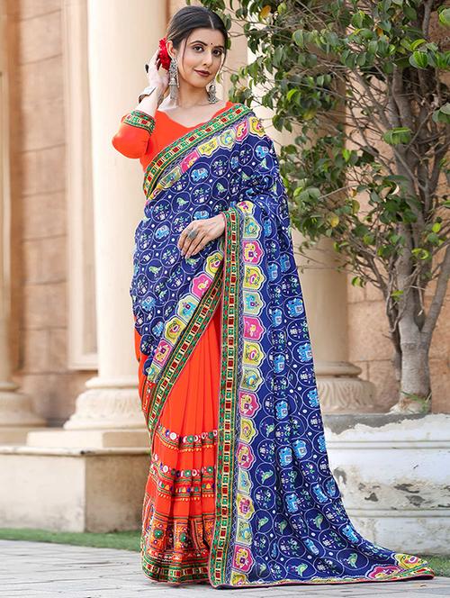 women printed half and half saree with blouse - 21728371 -  Standard Image - 0