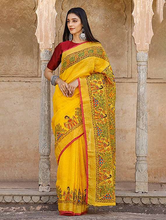 women printed casual wear saree with blouse