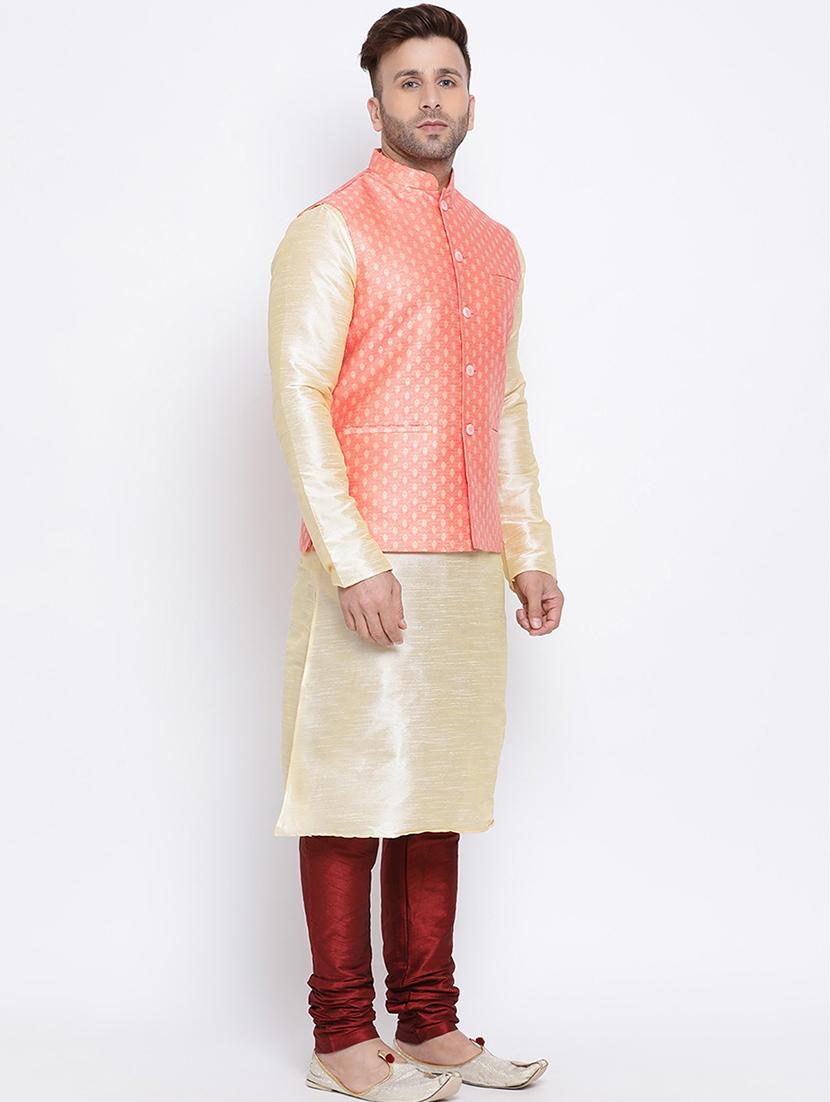men self design kurta churidar with jacket - 21728473 - Standard Image - 2