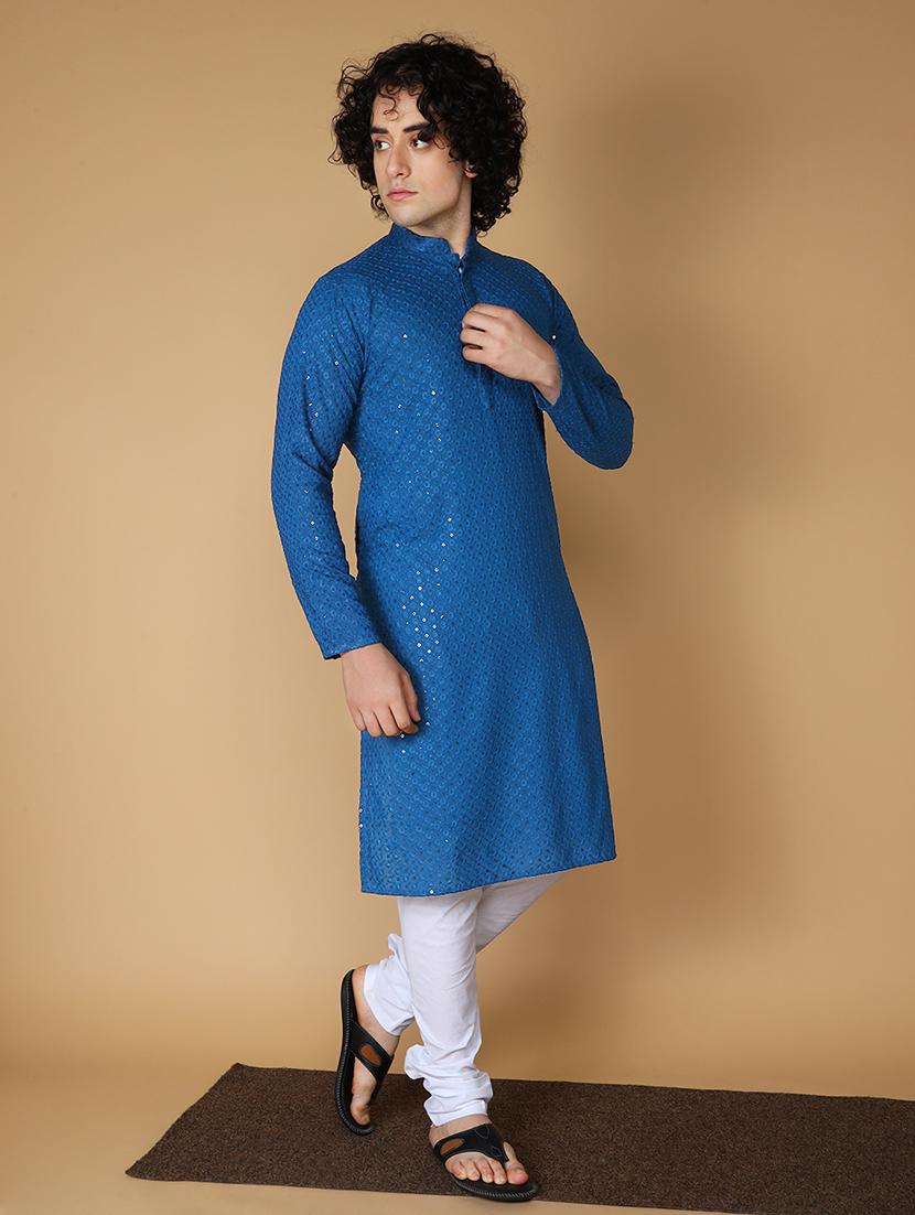 men embroidered kurta churidar ethnic wear set - 21728534 - Standard Image - 2