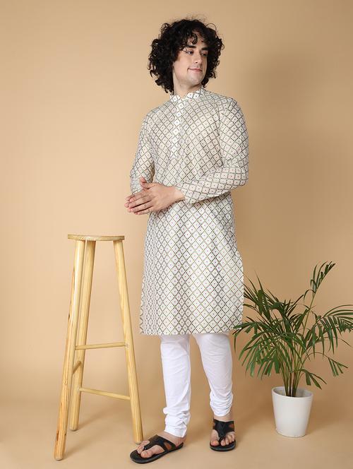 men mandarin neck self design kurta churidar set - 21728544 -  Standard Image - 0