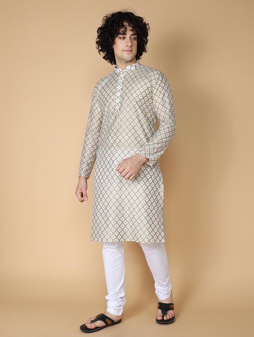 men mandarin neck self design kurta churidar set - 21728544 - Standard Image - 2