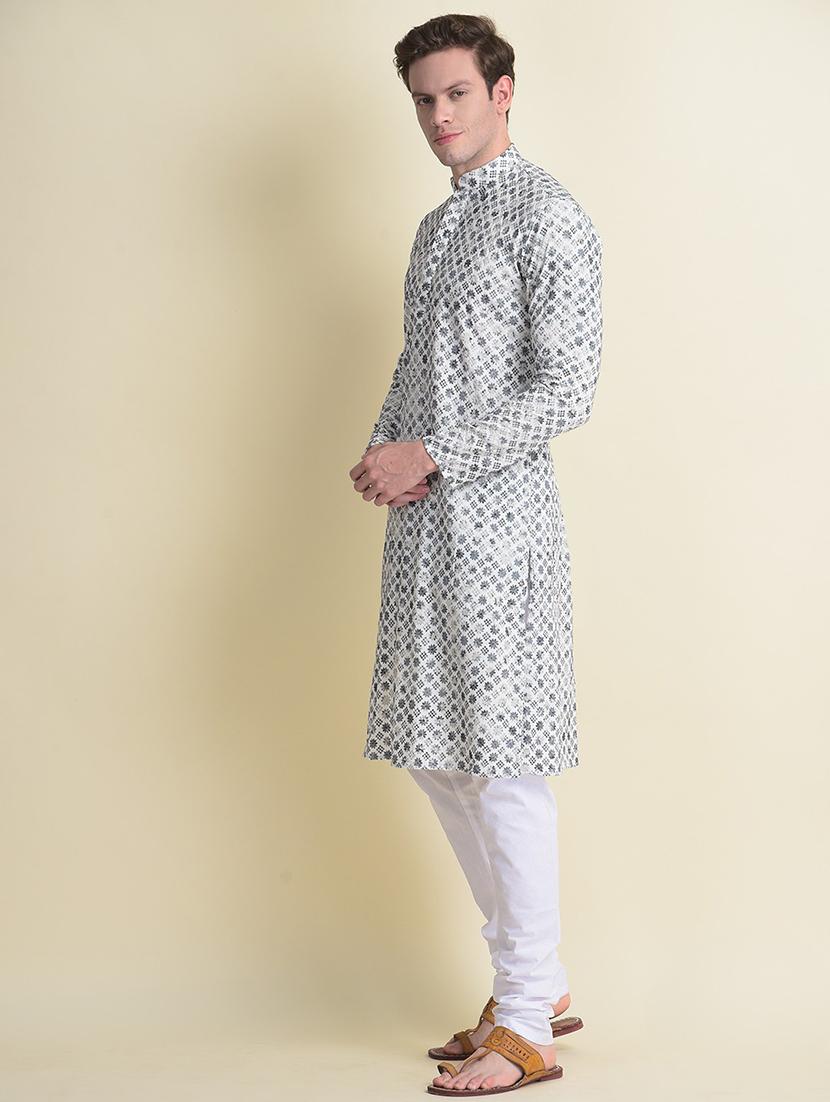 men printed kurta churidar ethnic wear set - 21728580 - Standard Image - 2