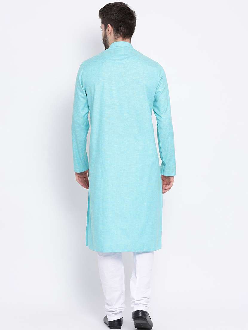 men mandarin neck solid kurta churidar set - 21728661 -  Standard Image - 2