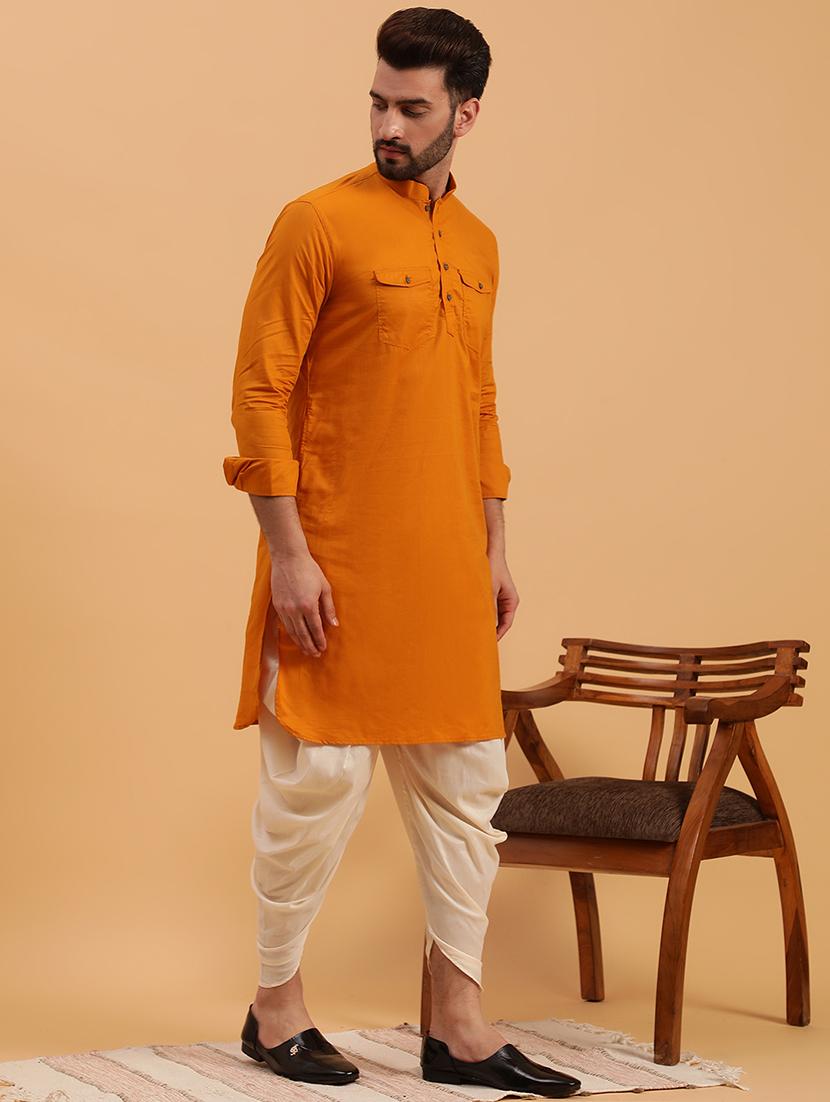 men solid kurta dhoti ethnic wear set - 21728734 - Standard Image - 2