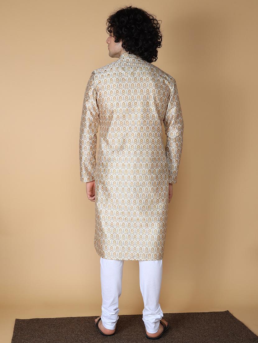 men mandarin neck printed long kurta - 21728828 - Standard Image - 2