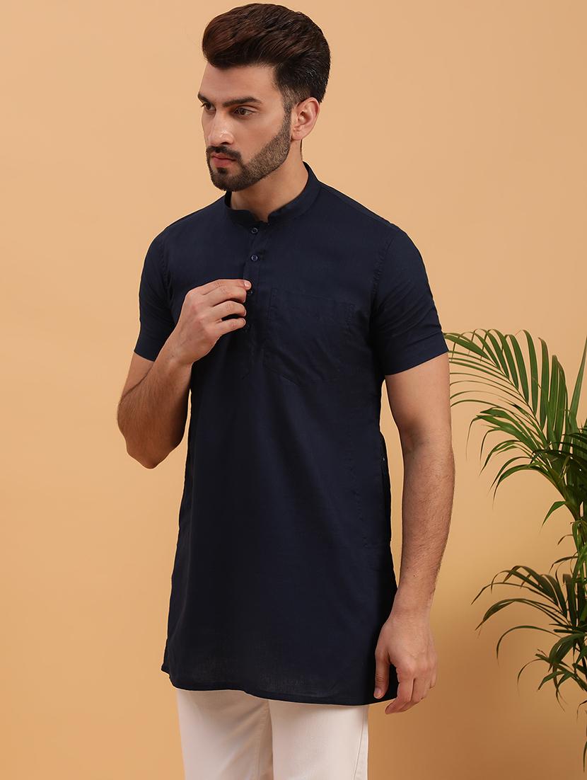men mandarin neck long sleeve casual wear kurta - 21728845 - Standard Image - 2