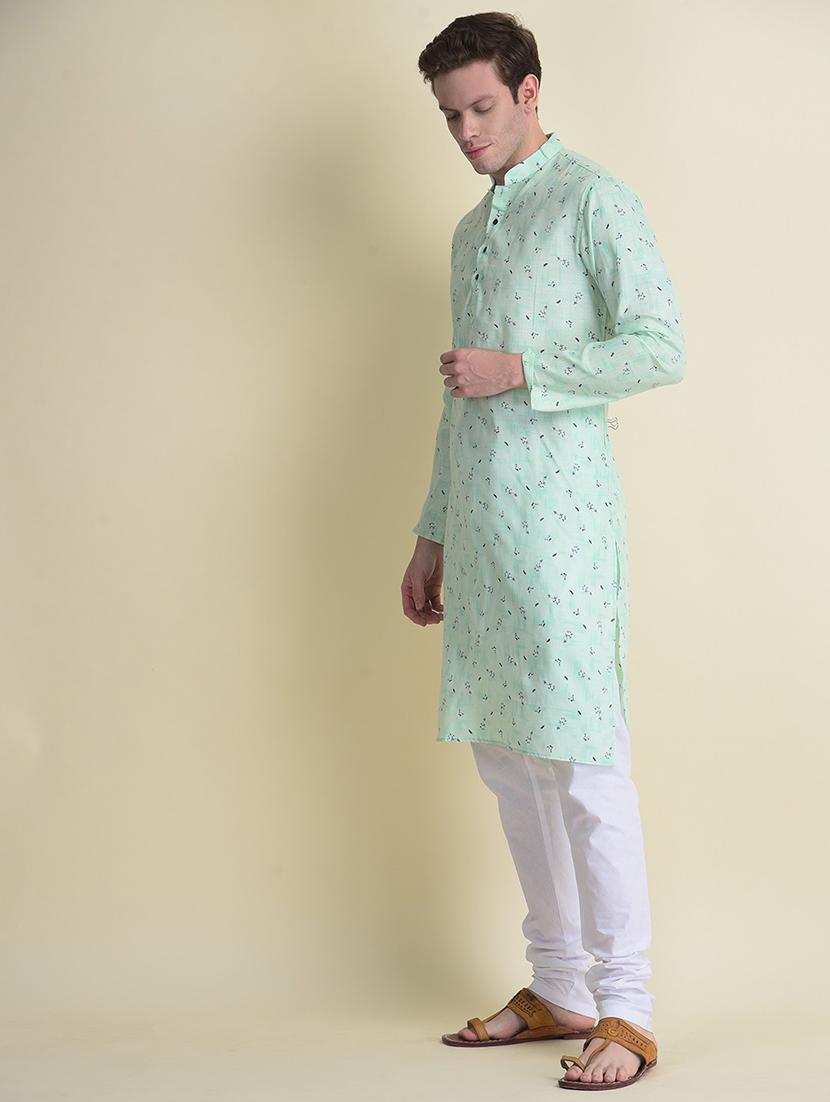 men printed mandarin neck long kurta - 21728861 - Standard Image - 2