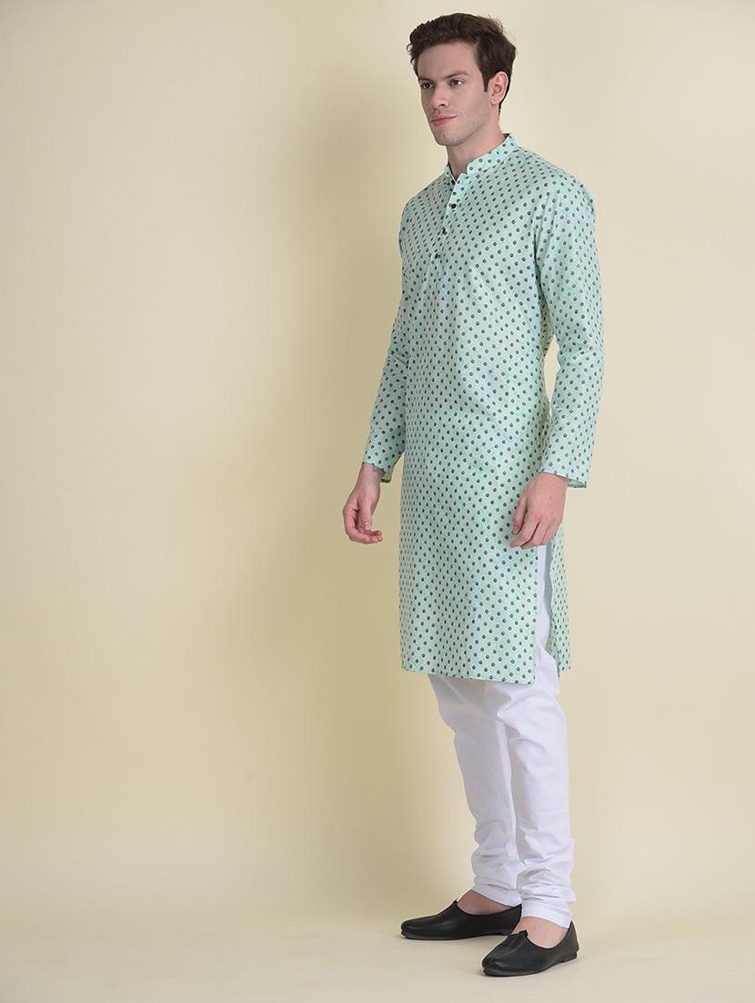 men printed mandarin neck long kurta - 21728863 - Standard Image - 2