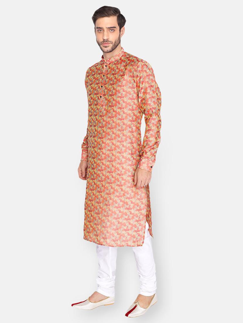 men printed mandarin neck long kurta - 21728891 - Standard Image - 2