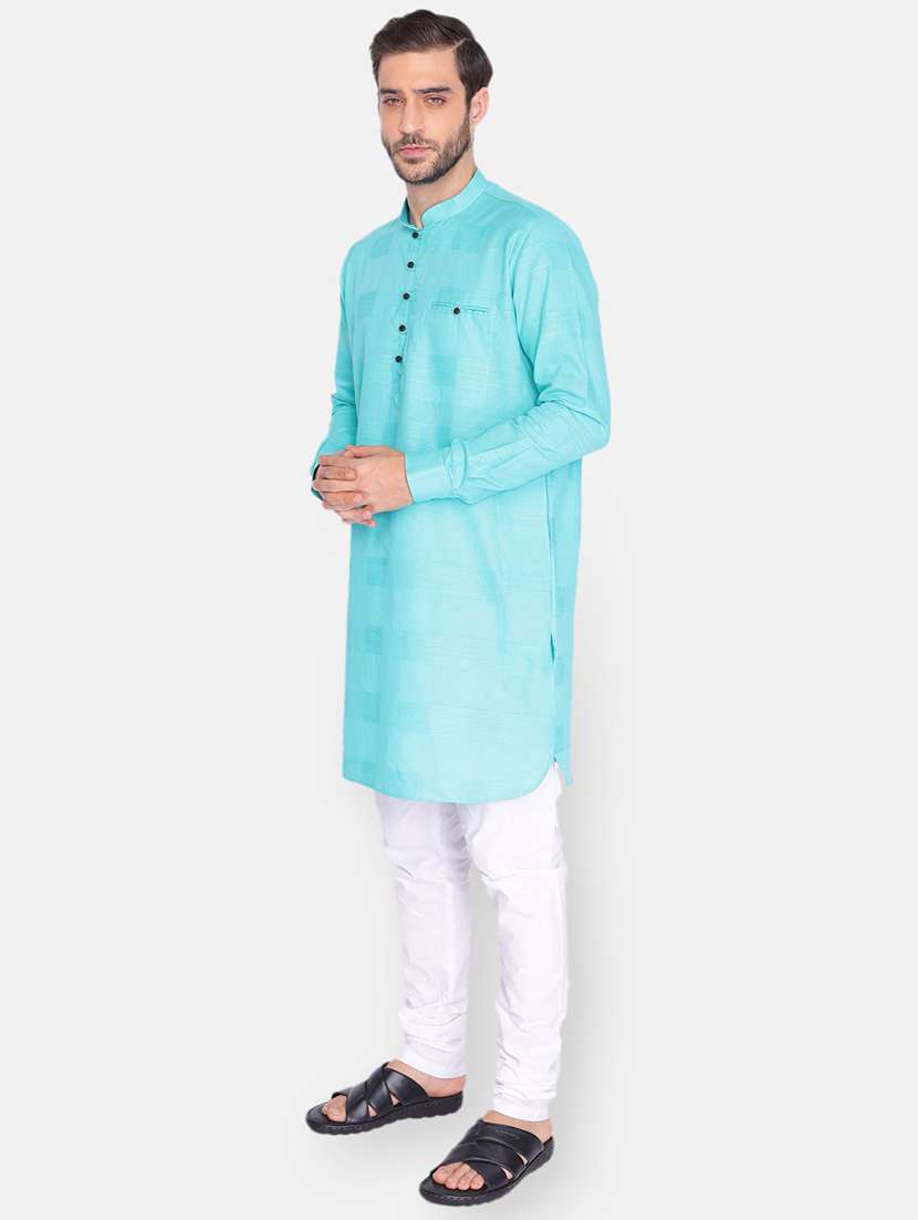 men self design mandarin neck long kurta - 21728895 - Standard Image - 2