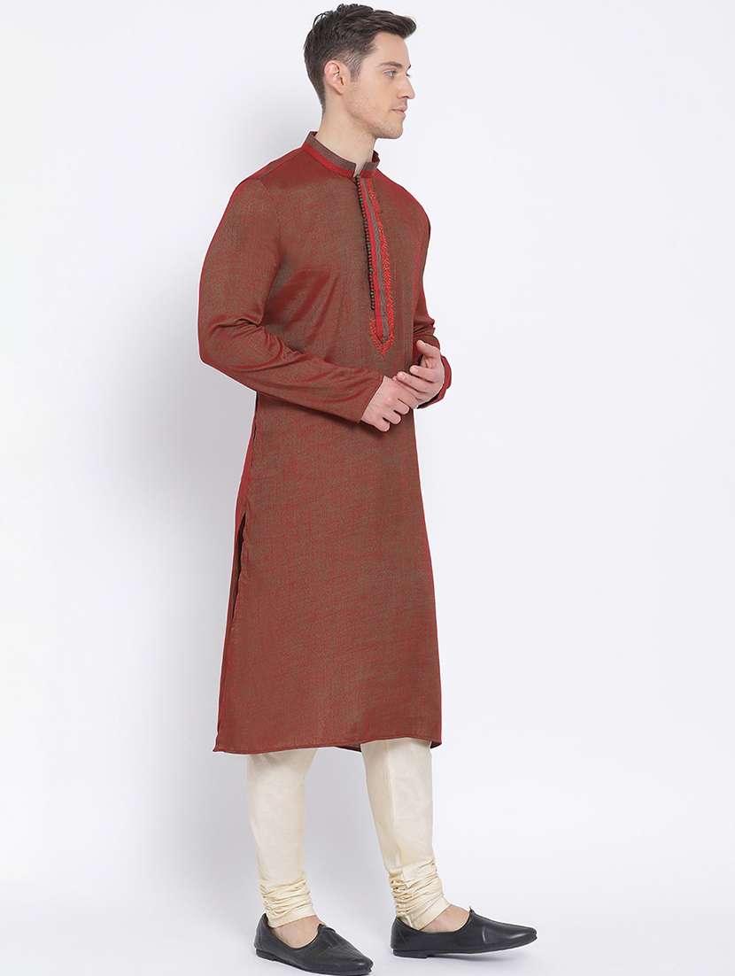 men self design mandarin neck kurta  - 21728900 -  Standard Image - 2