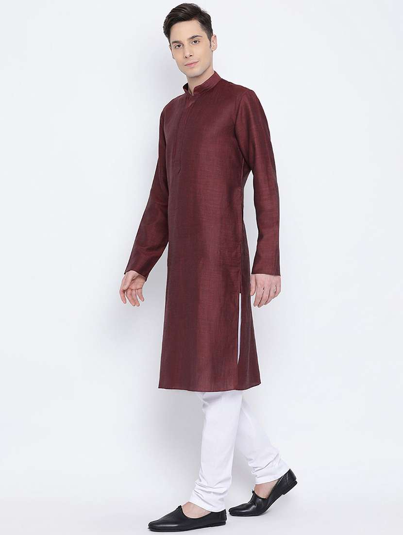 men solid mandarin neck kurta - 21728934 - Standard Image - 2