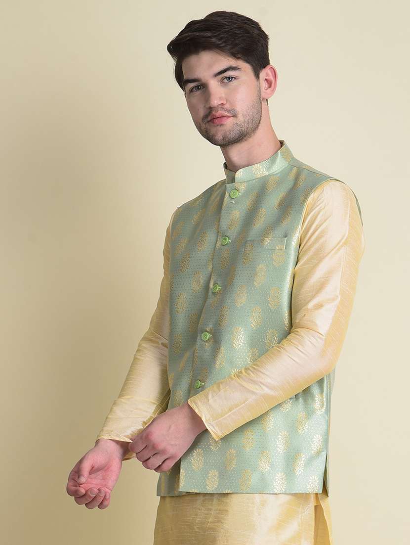men self design mandarin neck nehru jacket - 21729049 - Standard Image - 2