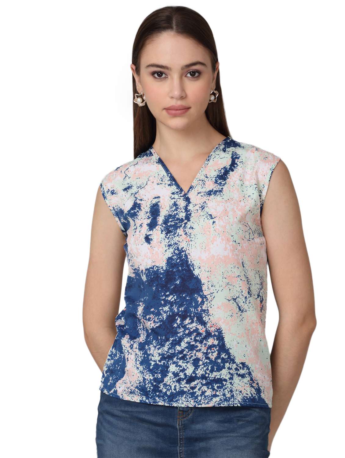 women printed sleeveless top