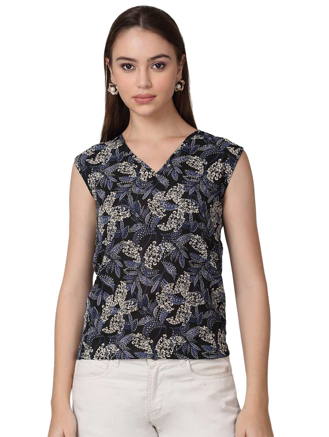 women printed sleeveless top
