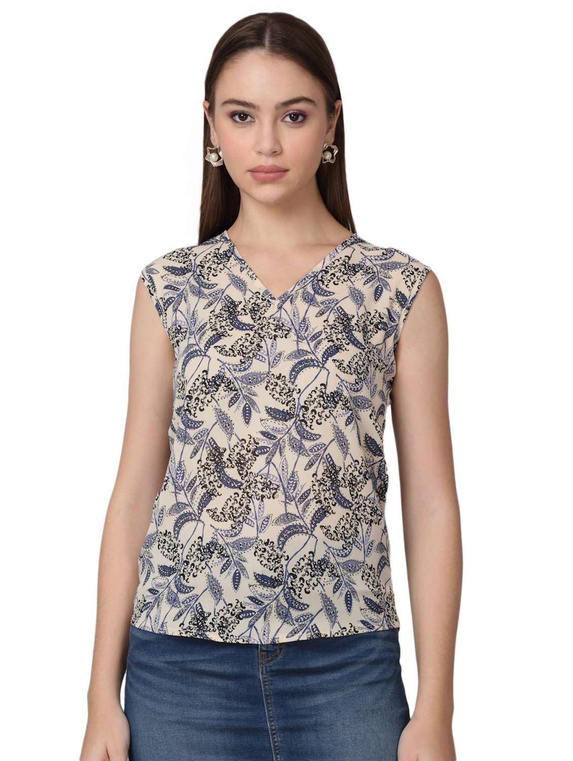 women printed sleeveless top