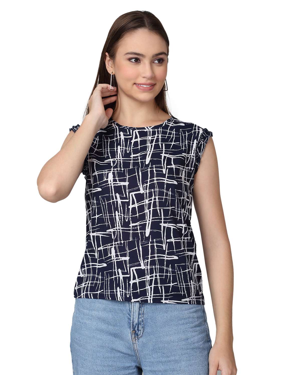 women printed sleeveless top