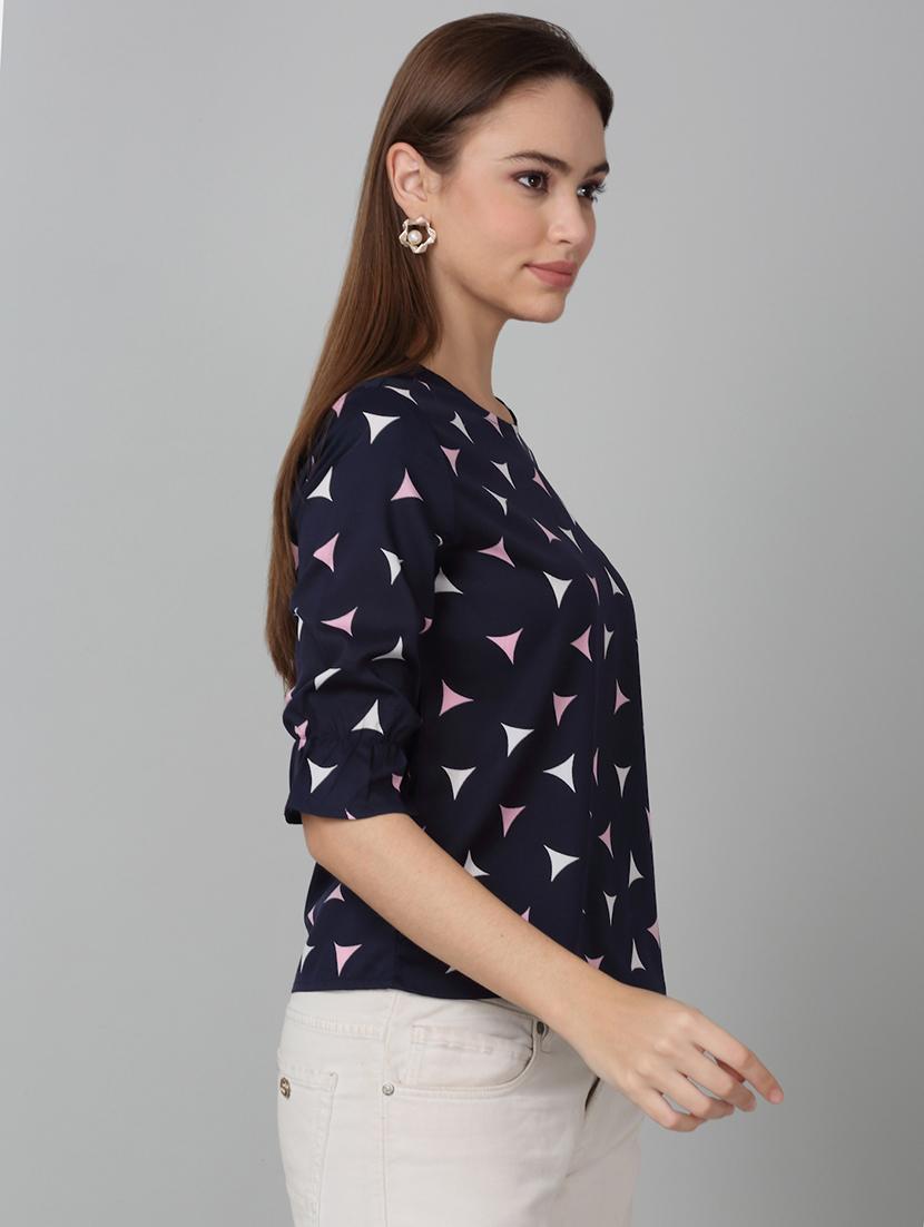 women printed round neck top - 21729162 - Standard Image - 2
