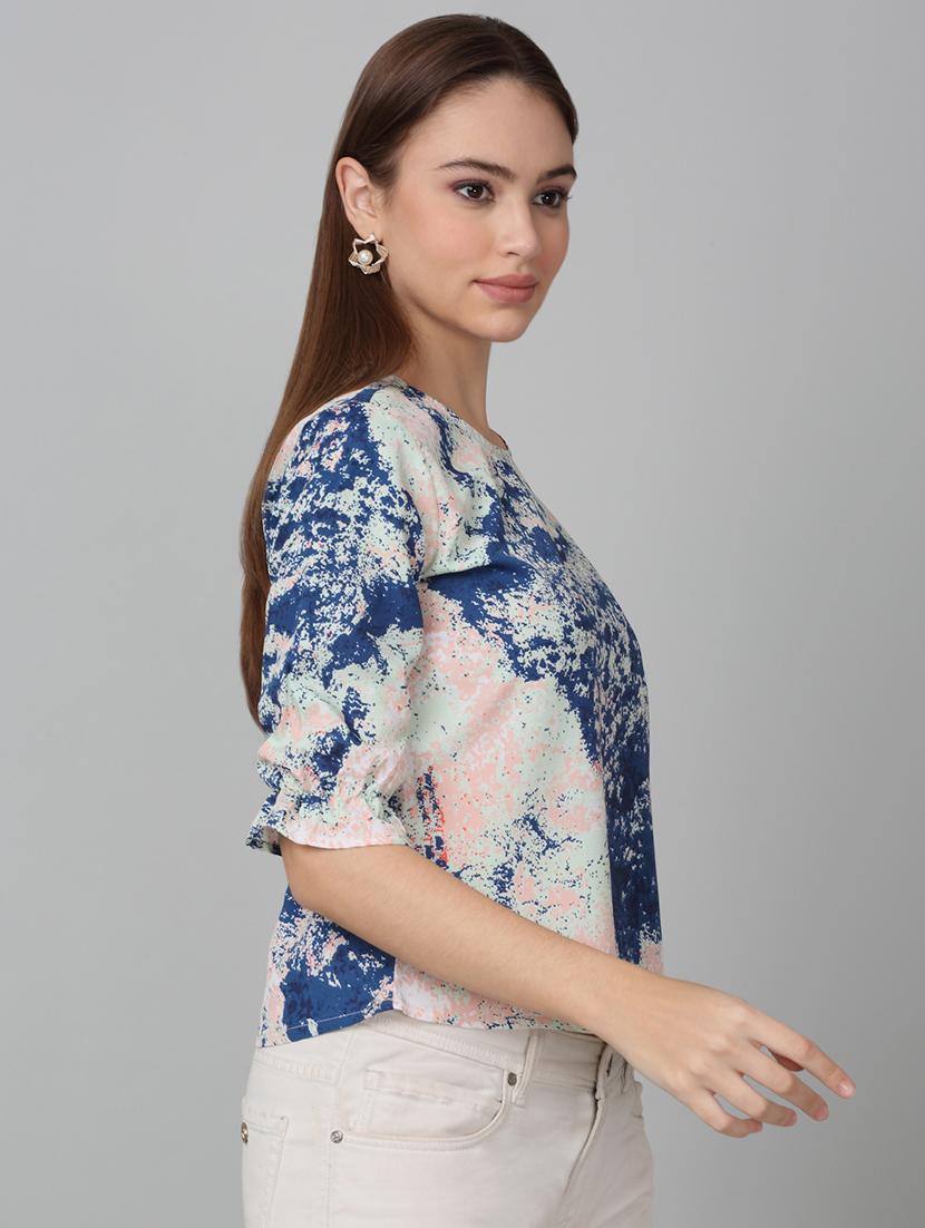 women printed round neck top - 21729164 - Standard Image - 2