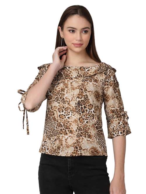 women printed three quarter sleeves regular top - 21729171 -  Standard Image - 0