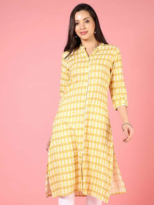 women three quarter sleeves straight kurta - 21729231 -  Standard Image - 0