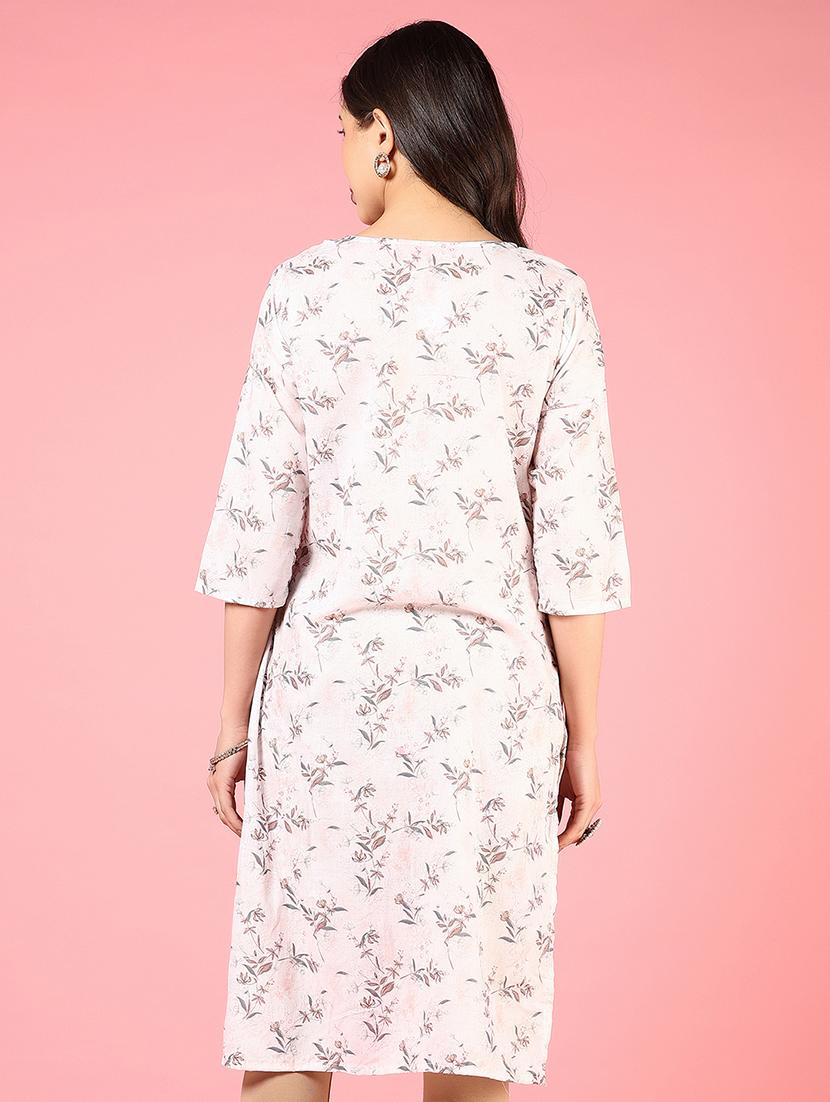 women three quarter sleeves straight kurta - 21729234 - Standard Image - 2
