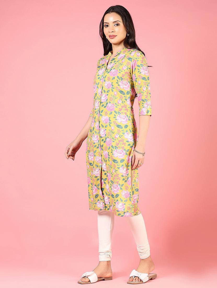 women three quarter sleeves straight kurta - 21729243 - Standard Image - 2