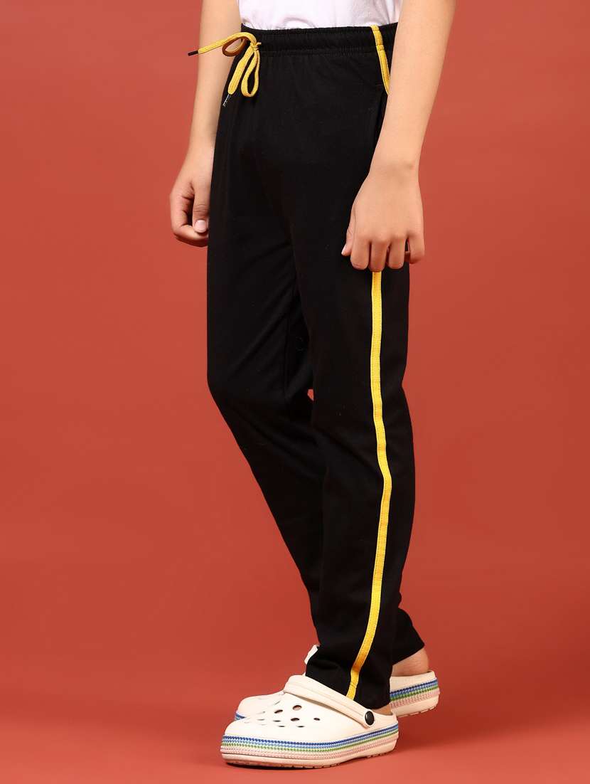 boys black solid mid rise track pant - 21729251 -  Standard Image - 2