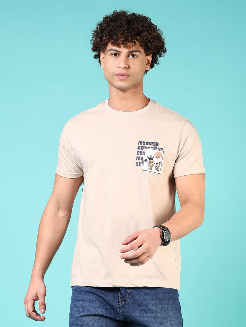 men placement print round neck regular fit t-shirt - 21729254 - Zoom Image - 0