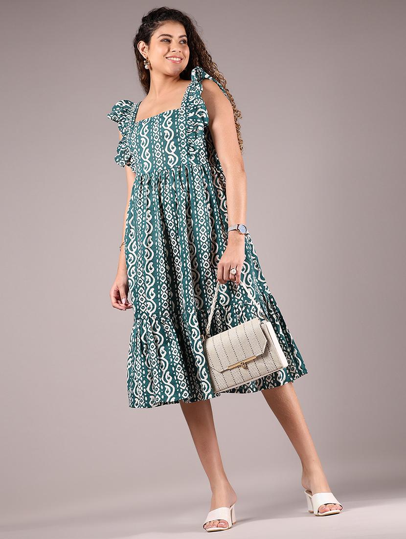 women printed sleveeless tiered dress - 21729275 - Zoom Image - 0