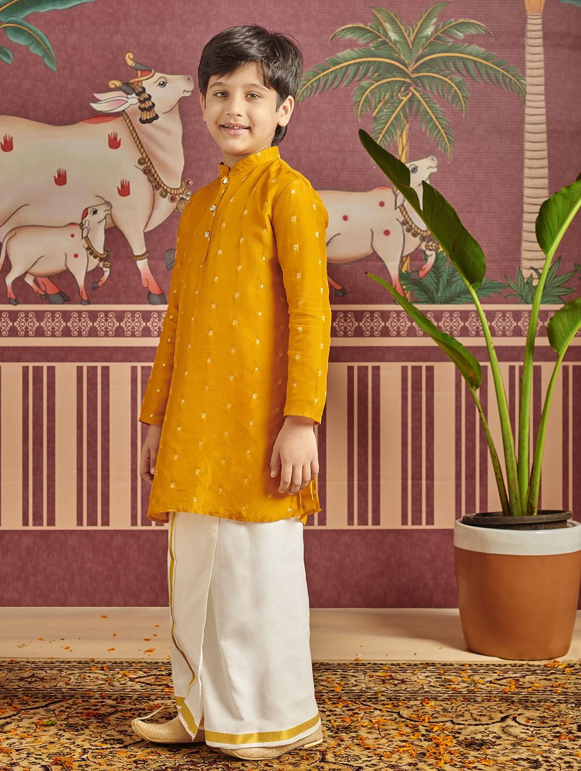 boys self design long sleeve kurta - 21729358 - Standard Image - 2
